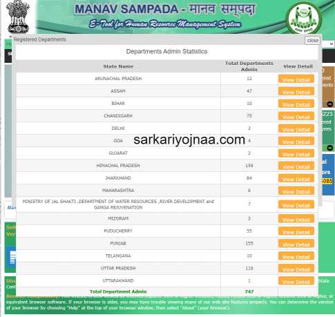 eHRMS Register department list