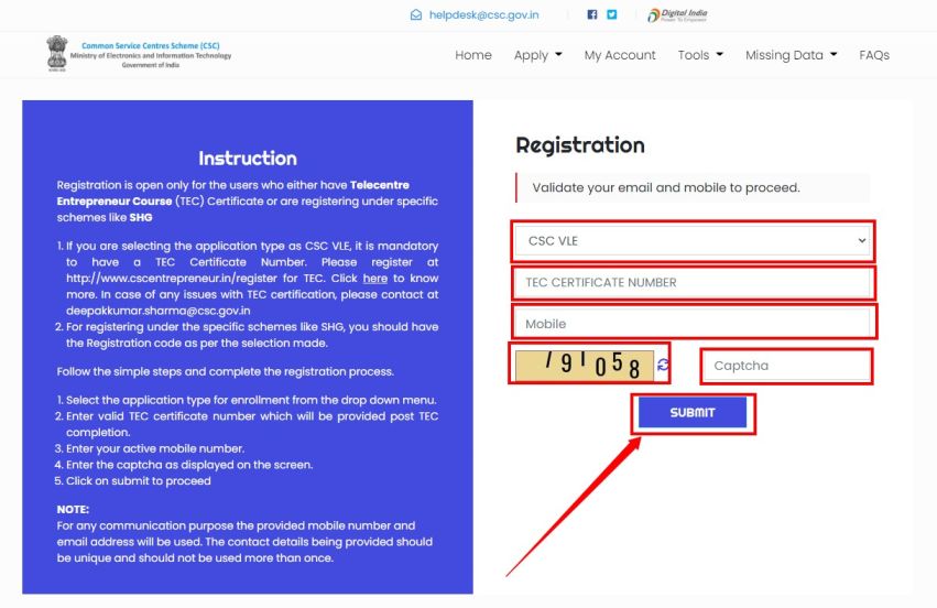 CSC VLE Registration