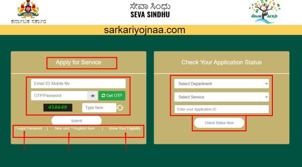 sevasindhu Registered User Login