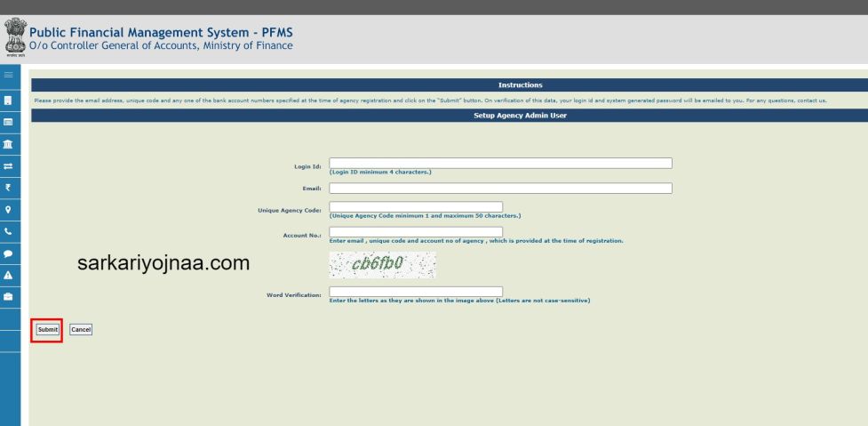 Get login details in agency is already registered PFMS Portal