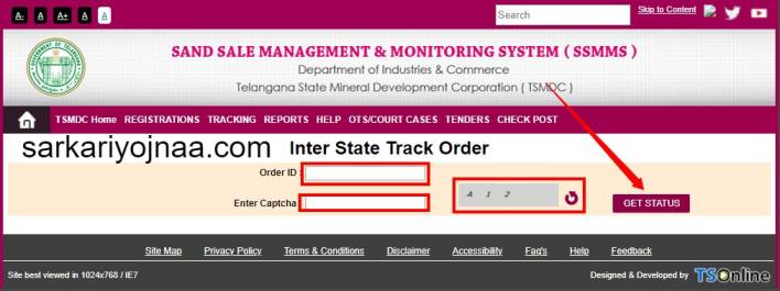 INTER STATE TRACK ORDER TSMDC