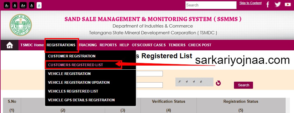 SSMMS Portal Customer List