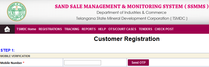 SSMMS TS Sand Booking Portal