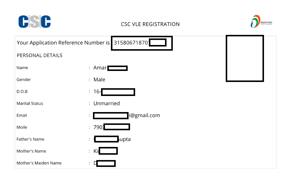 Csc application number