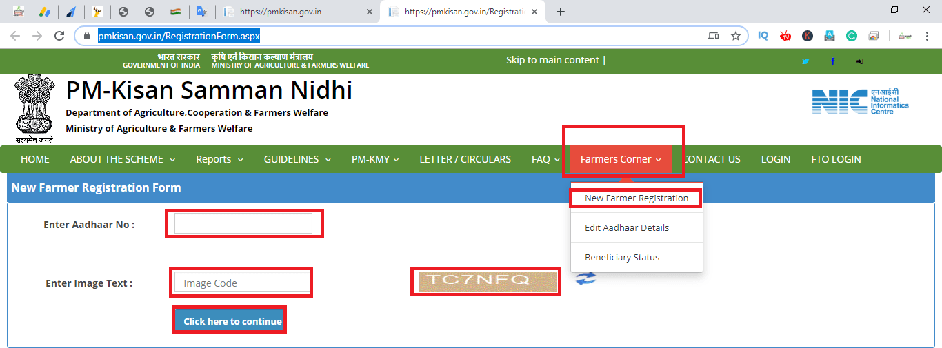 Pm Kisan Online Registration किसान सम्मान निधि योजना