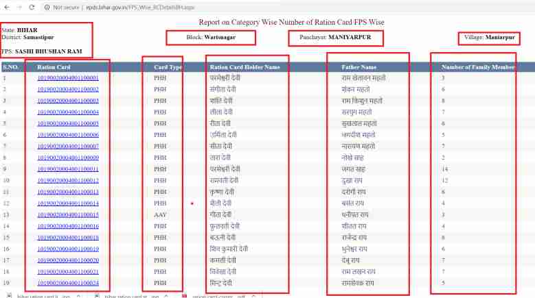 ration card download , epds bihar