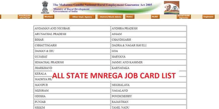 ALL STATE MNREGA JOB CARD LIST