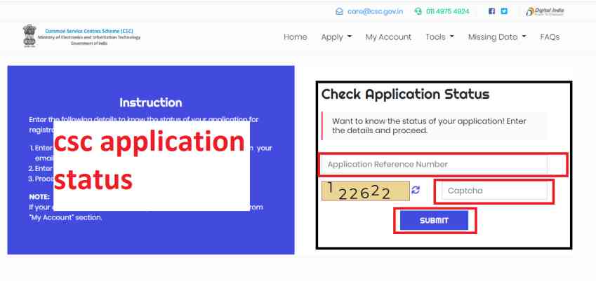 CSC application status