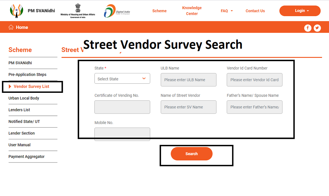 Street Vendor Survey Search