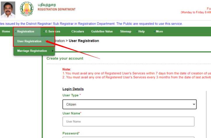 User Registration Tnreginet Portal , Guideline Value