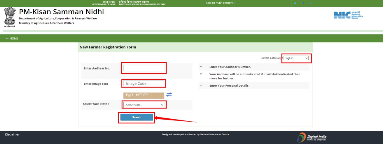 Pm Kisan New Farmer Registration Form