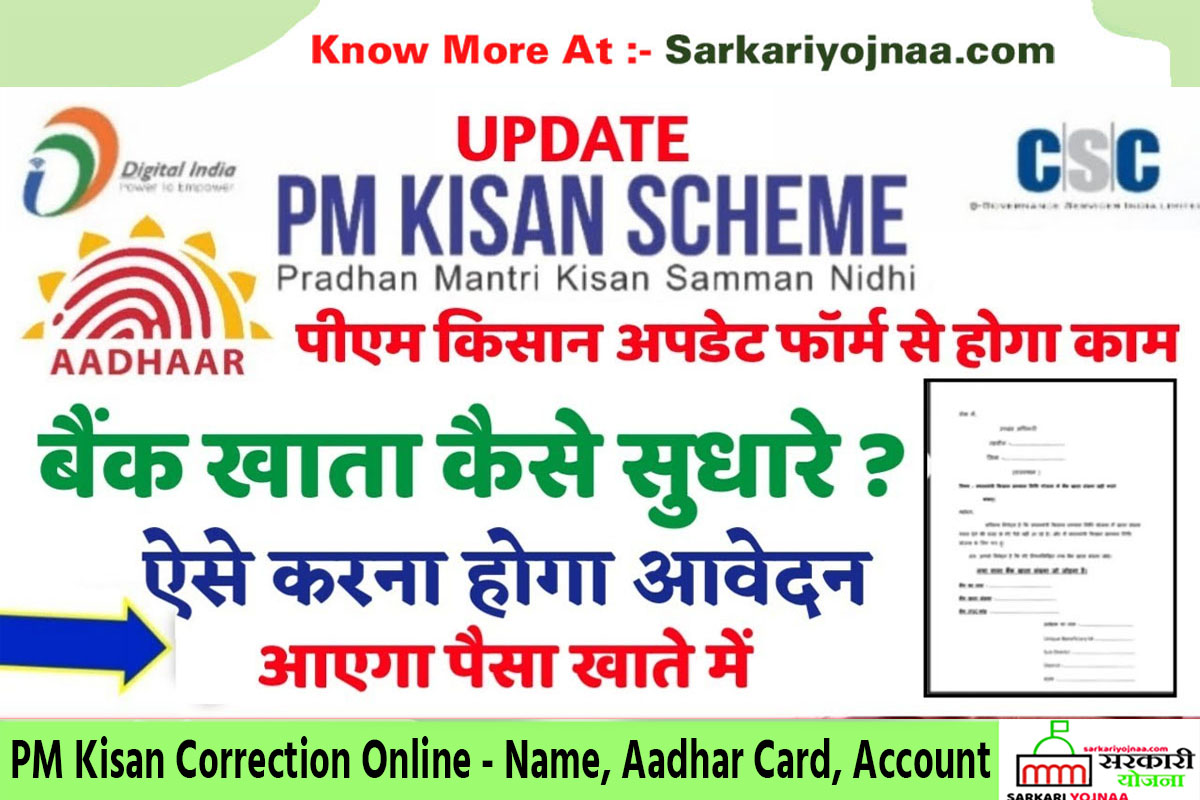 PM kisan Correction Form 2021 , pmkisan