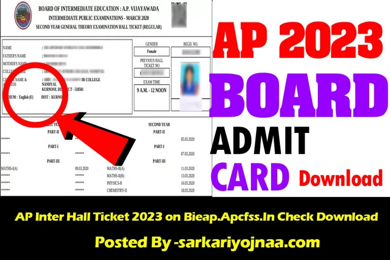 AP Inter Hall Ticket 2023 on Bieap.Apcfss.In Check Download