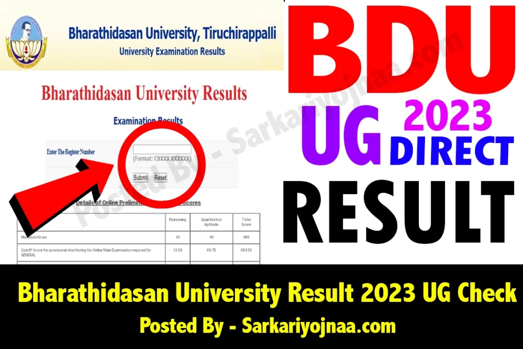 Bharathidasan University Result 2023 UG Check