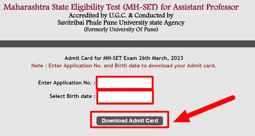 MH SET Admit Card Download maharashtra set exam 2023