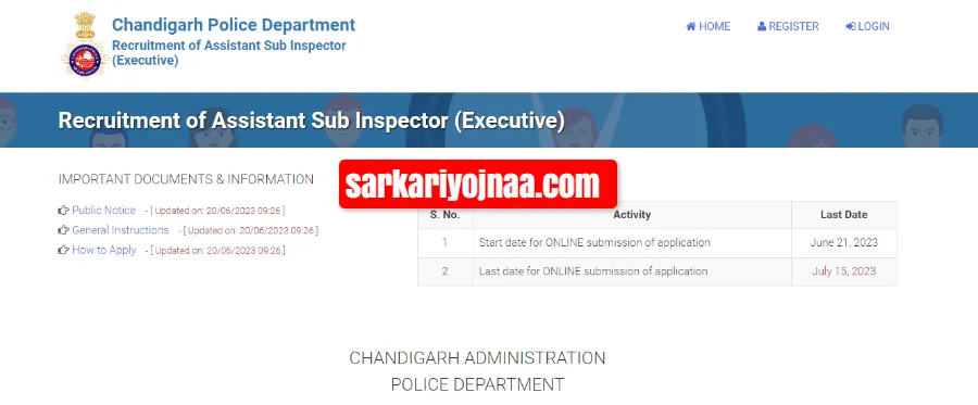 Chandigarh ASI Recruitment Online