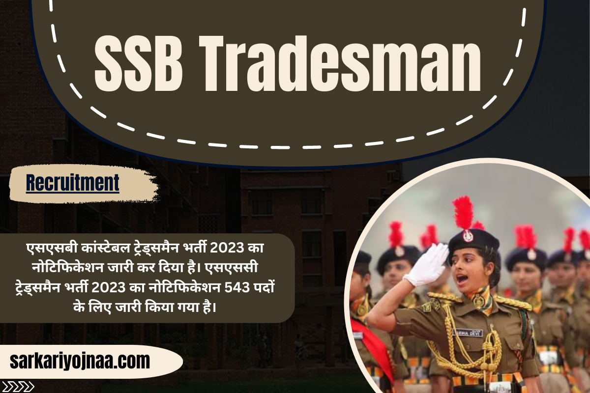 SSB Tradesman Recruitment 2023 एसएसबी कांस्टेबल ट्रेड्समैन भर्ती