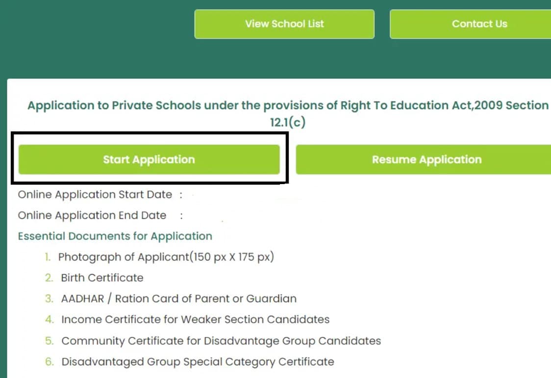 rte tamilnadu application