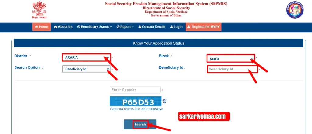 Check pension status online