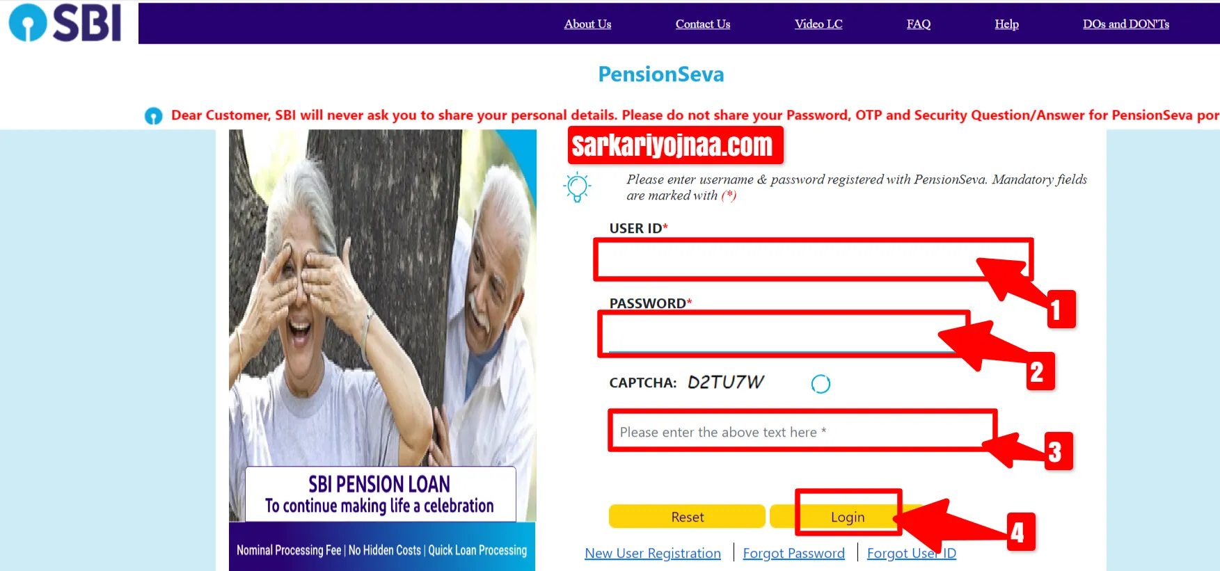 SBI Pension Seva Registration