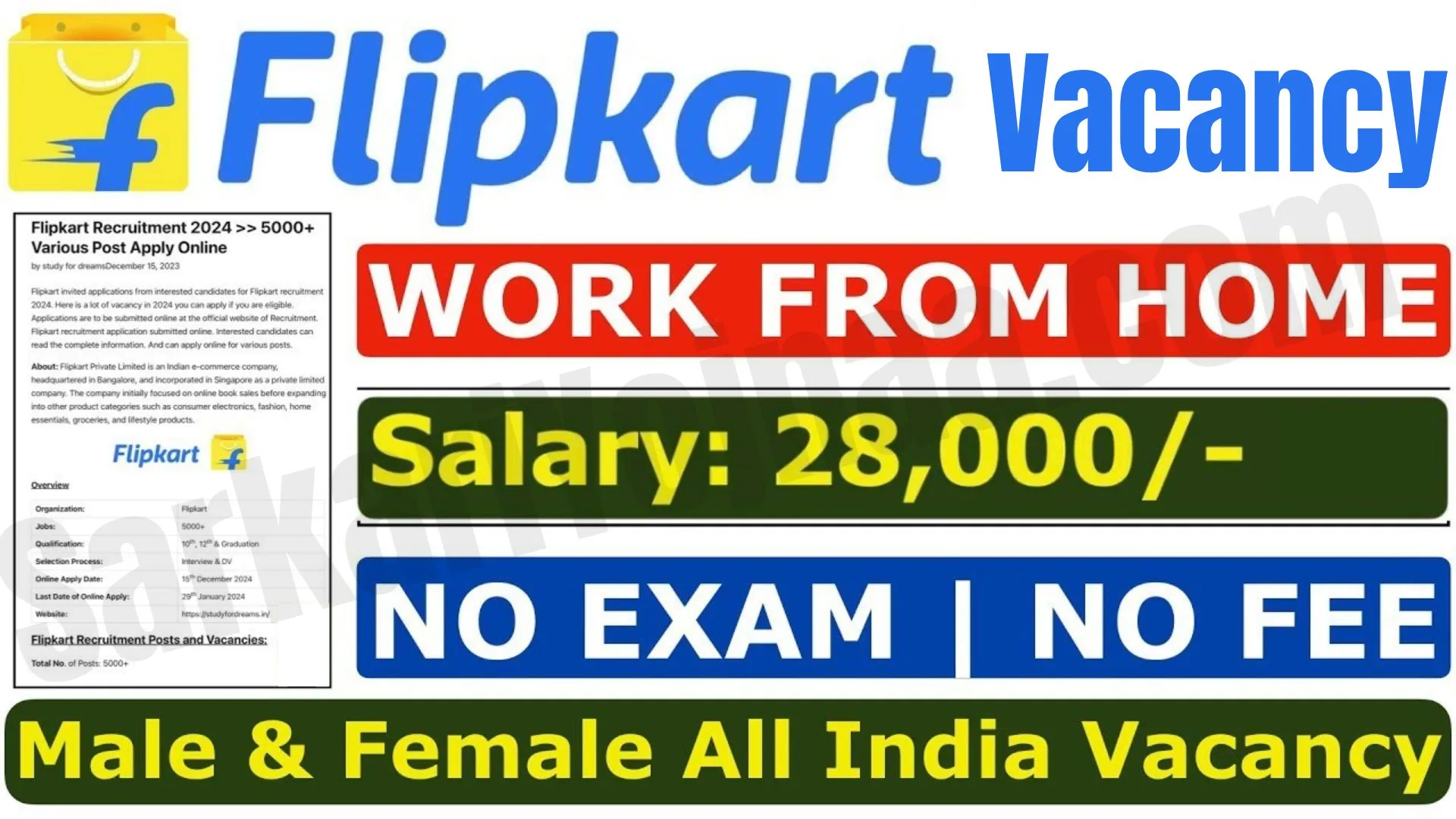 Flipkart Work From Home 2024