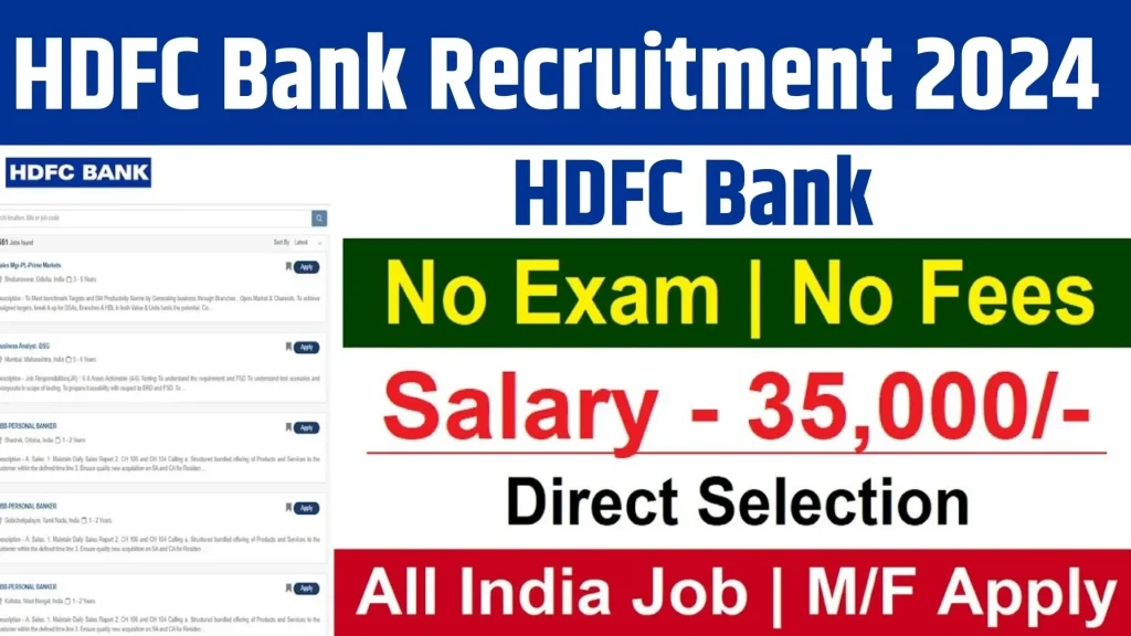 HDFC Bank Recruitment Online Apply 2024