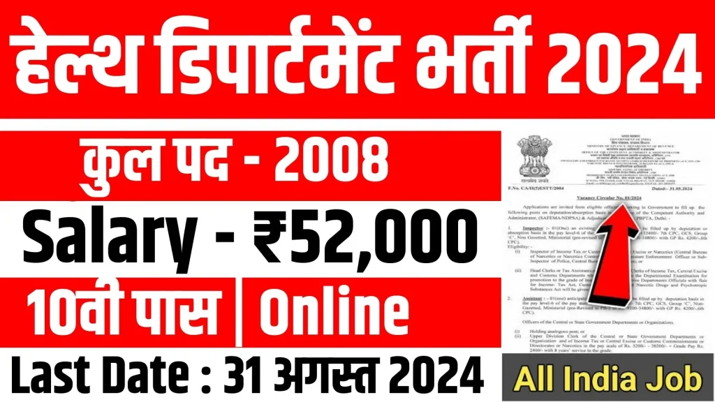 Health Department New Vacancy 2024 Online Apply
