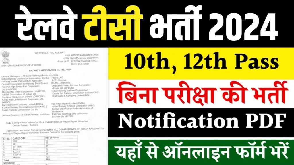 Railway TC Vacancy 2024 Online Apply