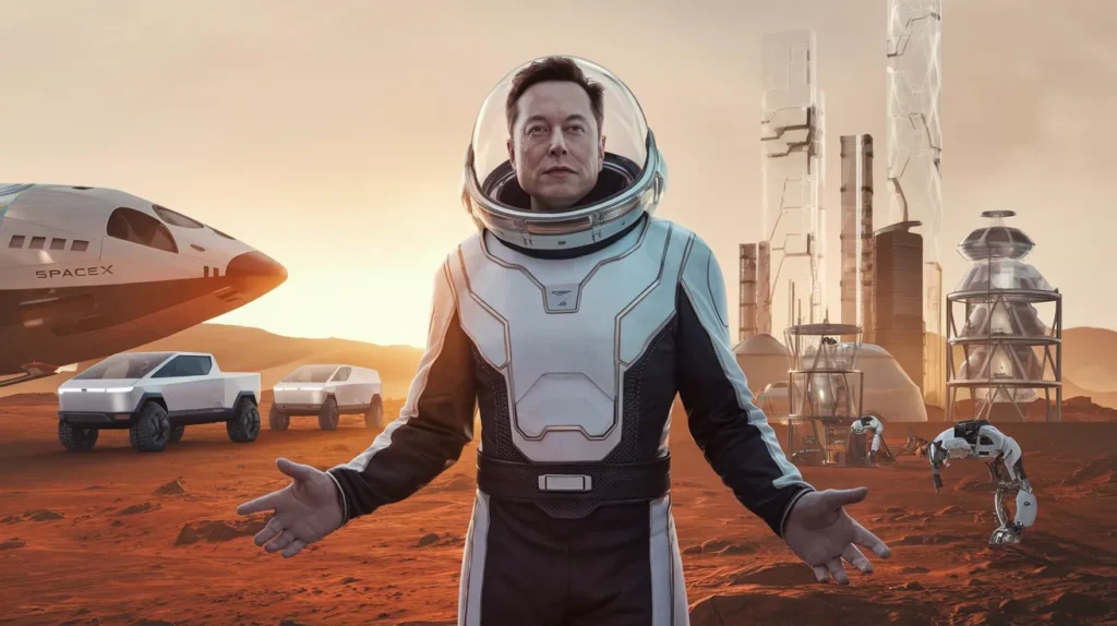 Elon Musk's Vision for Mars Colonization Elon Musk Tesla Cybertruck Mars mission