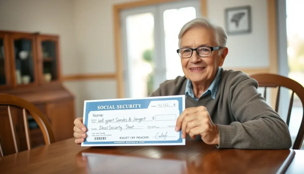 Aging Retiree Holding a Social Security Check Aging Retiree Holding a Social Security Check