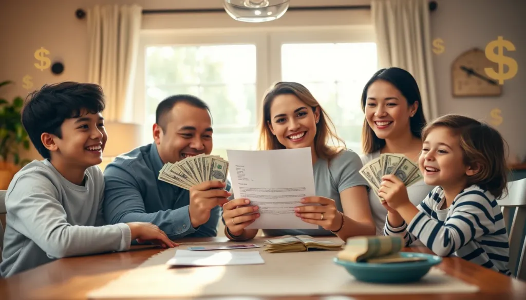 Happy Family Receiving Relief Benefits