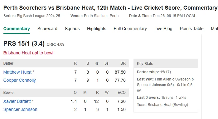 Perth Scorchers vs Brisbane Heat BBL match Perth Scorchers vs Brisbane Heat BBL match