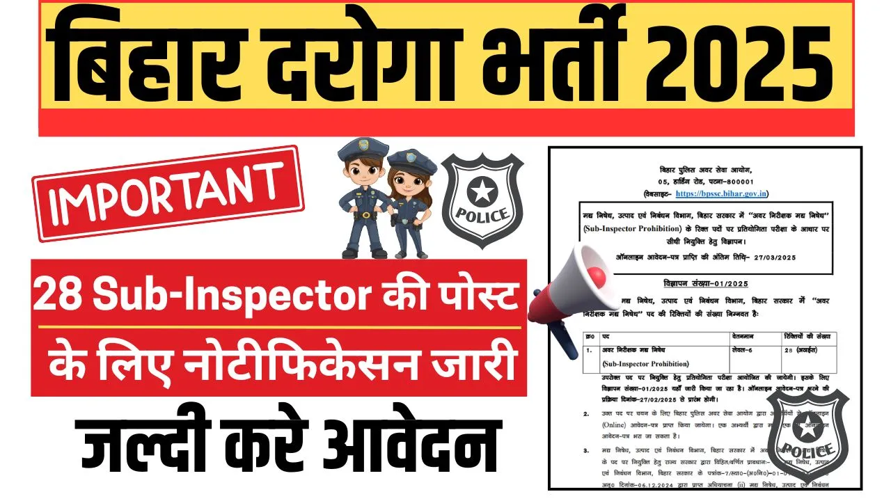 BPSSC Bihar Police SI Prohibition Recruitment 2025