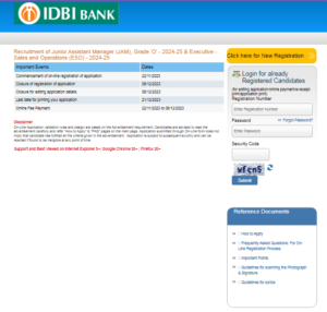 IDBI Bank Junior Assistant Manager Recruitment