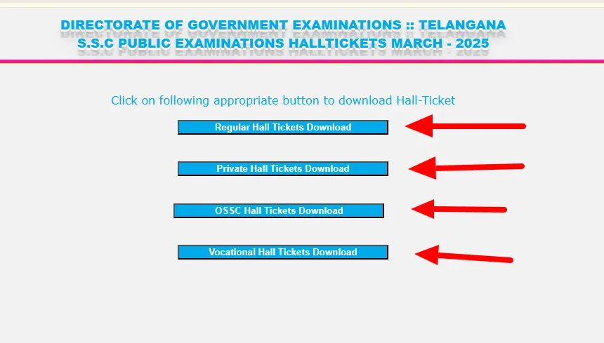 BSE Telangana SSC Hall Ticket Download