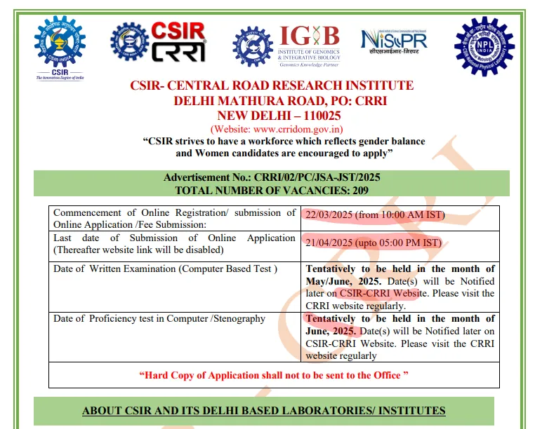 JSA And Jr. Stenographer 12th Pass Government Job 2025 Notification