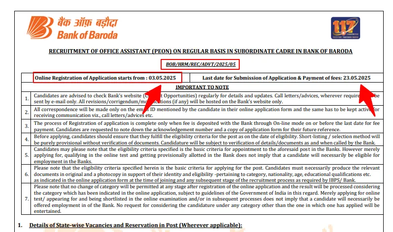 Bank of Baroda Recruitment 2025 Notification Out