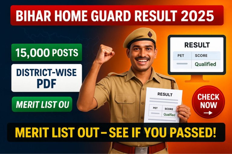 Bihar Home Guard Result 2025 PDF Download: District-wise PET Qualified Merit List Released
